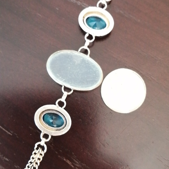 Created Rainbow quartz and Created blue Topazes crystals adjustable bracelet - Picture 4 of 5